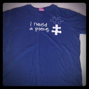 Mens Blue Hollister graphic tee "I need a piece" S
